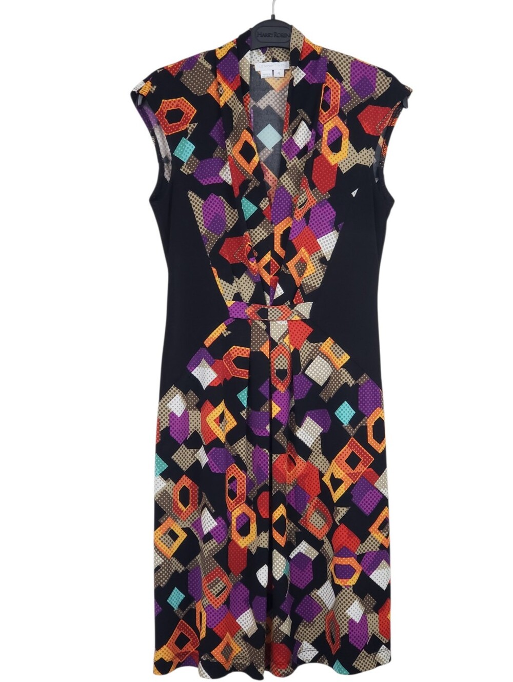 London Times Retro Colorful Geometric Panel Dress Size 4